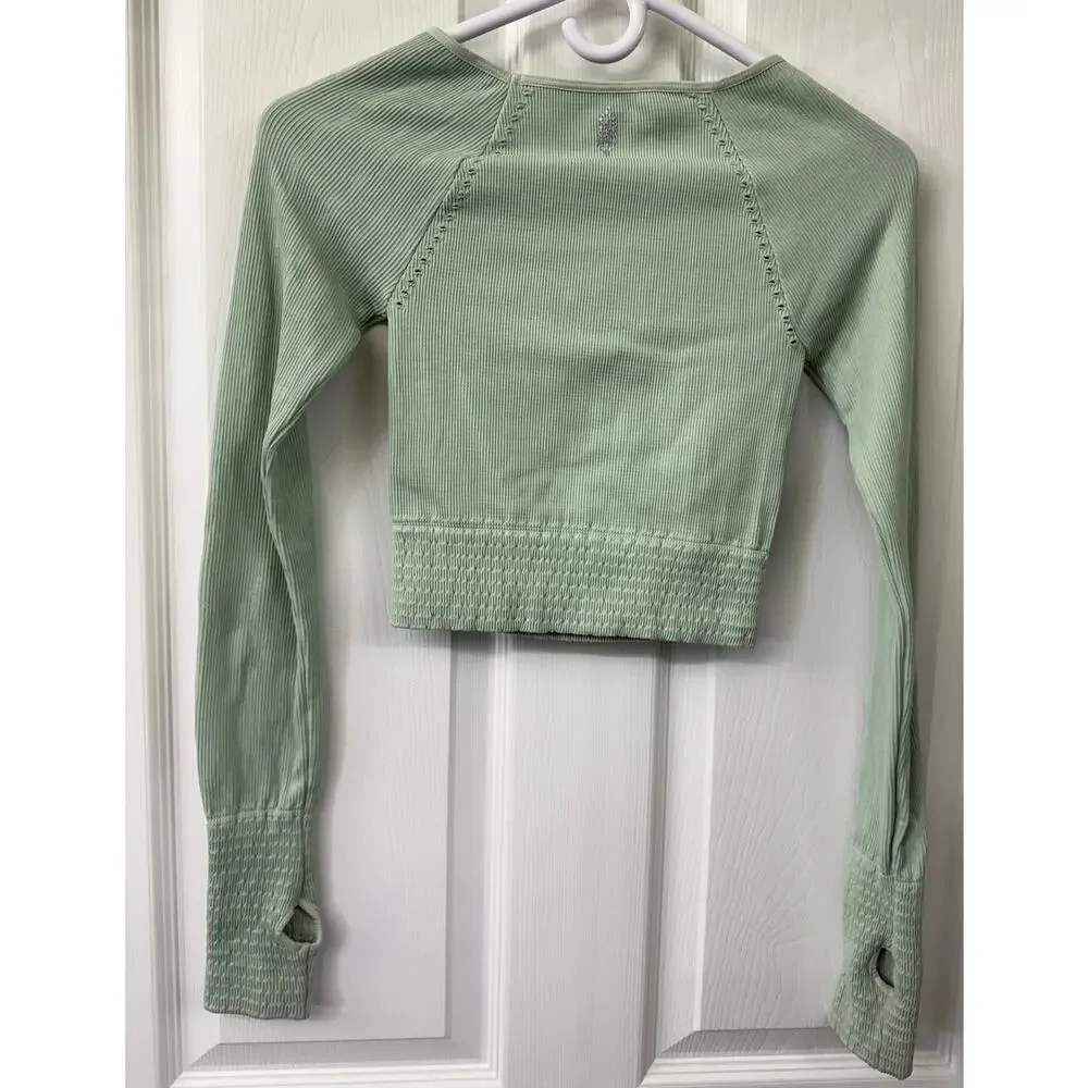 Free People light green long sleeve top XS/S New $58 retail NWOT